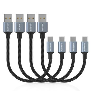 aceyoon USB C �P�[�u�� 10cm �Z�� 0.1m 4�{�Z�b�g �^�C�vC 10�Z���` �ő�3A �}���[�d �����f�[�^�]�� USB-A to USB-C ���ϋv�i�C�����҂� USB-C �@��ɑΉ� USB C Cable