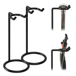 Linkidea ステンレススチール製安全カミソリスタンド 2個パック シェービングカミソリホルダー 旅行用シェーバースタンド ロングハンドル安全カミソリ、Fusion 5、ProShield、Mach 3に対応 (ブラッ