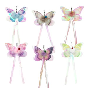 SONGWAY 猫おもちゃ 蝶々 ねこじゃらし キラキラ 蝶々6個チョウチョ交換