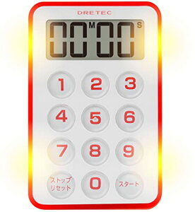 dretec(ドリテック) フラッシュタイマー 最大セット99分99秒 カウントアップ 光 アラーム レッド T-184RD 送料無料