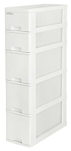 サンコープラスチック 隙間収納ボックス バンテスリム5段 幅18.2×奥45×高85.5cm ホワイト 送料無料