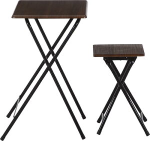 不二貿易 折りたたみ テーブル チェアセット 一人用 テレワーク デスク (幅50.3×奥行48×高さ69.6cm) チェア (幅32. 送料無料