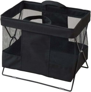 山善(YAMAZEN) バスケット 手荷物収納ボックス メッシュ(幅37 奥行25cm) HTB-S(BK) 送料無料