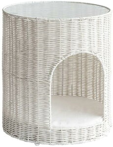 宮武製作所 サイドテーブル 猫ちぐら Pienet(ピエネ) サイドテーブルとしても使える樹脂製ラタンの猫ちぐら CGR-400 WH 送料無料