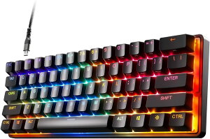 SteelSeries �Q�[�~���O�L�[�{�[�h �~�j�T�C�Y Apex Pro Mini US �L�� �p��z�� OmniPoint�X�C�b�` 2-in-1�A�N�V�����L�[ ���� 64820 �u���b�N [���s�A���i]