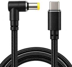 Type-C�ϊ��P�[�u�� 5.5×2.5mm 100W 20V/5A PD USB-C ��1.8m �x�m�� ���� Lenovo Acer HP NEC ASUS�Ή�