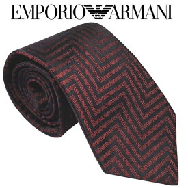 エンポリオアルマーニ ネクタイ ブラック レッド系 EMPORIO ARMANI メンズネクタイ イタリー製 シルク100％ ギフト プレゼント 贈答品 記念品 就職祝い 昇進祝い
