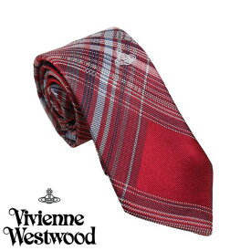 Vivienne Westwood ヴィヴィアン・ウェストウッド ネクタイ レッドチェック系 スリム イタリー製 シルク100％ AW23 SS81050007 W00O9 H401CS-RED