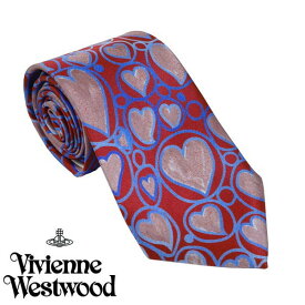 Vivienne Westwood ヴィヴィアン・ウェストウッド ネクタイ レッド ハート柄 スリム イタリー製 シルク100％ AW23 S81050001 W00OF H401CS-RED