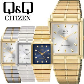 シチズン Q&Q 腕時計 メンズ腕時計 シンプルデザイン スクエアメタル フリーアジャストバンド QA80シリーズ