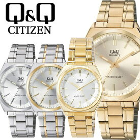 シチズン Q&Q 腕時計 メンズ腕時計 シンプルデザイン 12面カットガラス フリーアジャストバンド QB78
