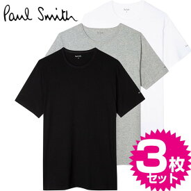 ポールスミス PAUL SMITH アンダーウエア クールネックシャツ コットン100％ 3枚セット ホワイト1枚 グレー1枚 ブラック1枚 Mサイズ