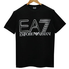 EMPORIO ARMANI エンポリオ アルマーニ EA7 クールネックTシャツ ブラック ホワイトプリント Lサイズ