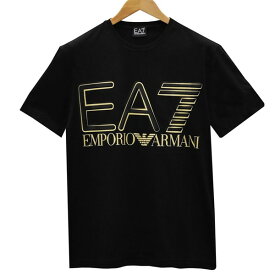 EMPORIO ARMANI エンポリオ アルマーニ EA7 クールネックTシャツ ブラック ゴールドプリント Lサイズ