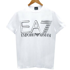EMPORIO ARMANI エンポリオ アルマーニ EA7 クールネックTシャツ ホワイト ブラックプリント Lサイズ