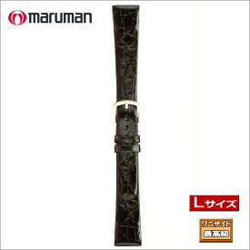 マルマン Lサイズ 寸長ベルト 時計ベルト 時計バンド 本ワニサイド 時計際幅 17mm 美錠幅 14mm 黒 バネ棒2本付き ネコポス便対応品