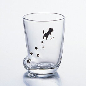 【足あとグラス(S）ねこ 】 ネコ 黒猫 タンブラー コップ ガラス食器 石塚硝子 アデリア 誕生日プレゼント