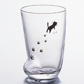 【足あとグラス(M)ねこ】 ネコ 猫 cat タンブラー コップ ガラス食器 石塚硝子 アデリア 誕生日プレゼント