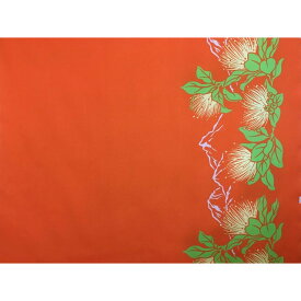 ハワイアンファブリック 綿ポリ 裾柄 レフア オレンジ　品番HFR786