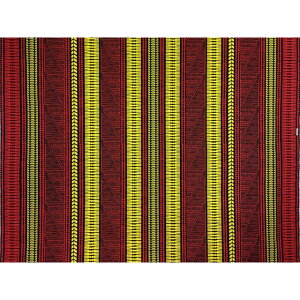 ハワイアンファブリック 綿ポリ ボーダー柄 タパ レッド 品番HFR801