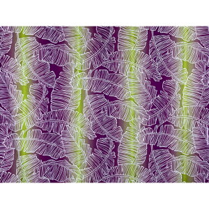 ハワイアンファブリック 綿ポリ ボーダー柄 グリーン・プラム バナナリーフ HFB772