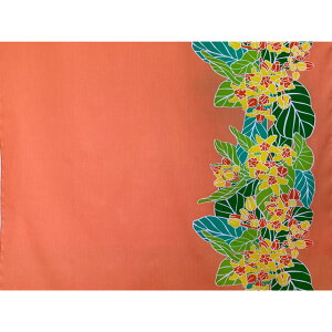 ハワイアンファブリック 綿ポリ 裾柄 コーラル クラウンフラワー HFR906