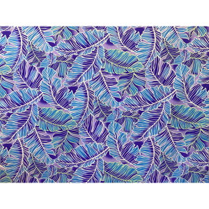 ハワイアンファブリック綿ポリ 全体柄/パープル/バナナリーフ/LW-24-910/HFB844