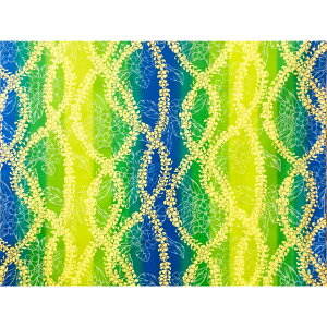 ハワイアンファブリック綿ポリ ボーダー柄/アクア・グリーン/レイ/LW-24-934/HFB860