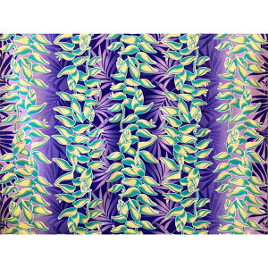 ハワイアンファブリック綿ポリ ボーダー柄/パープル/ヘリコニア/LW-24-933/HFB866