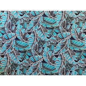 ハワイアンファブリック綿ポリ 全体柄/ブラック・ミント/バナナリーフ/LW-24-910/HFN732