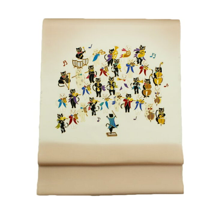 楽天市場】帯 名古屋帯 九寸名古屋帯 仕立込 京袋 音楽 音符 猫の  