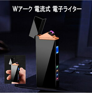 【USB充電式で手軽に使える】 電子ライター USBライター プラズマライター アークライター 無煙ライター ライター USB充電式ライター Wアーク 電流 電子 小型 軽量 タバコ シガー 軽量 携帯 LED