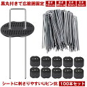 【大量購入割引きあり】【 100本 セット 】 防草シート ピン Uピン杭 黒丸付 固定ピン 除草シート 100本 防草しーと …