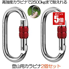 【お得な2個セット】 登山用 カラビナ 25KN クライミングカラビナ ハードスチール アルミカラビナ レスキュー 登山用具 操作簡単 超軽量 片手 簡単 ヨガ ハンモック 高所作業 登山 ボルダリング アウトドアスクリュ