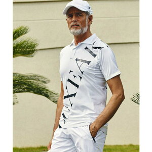 SHIFFON LUXEAKMPLUS リュクスエイケイエムプラス ゴルフ ロゴデザイン半袖ポロシャツ メンズ おしゃれ かっこいい ブランド ゴルフウェア スポーツウェア GOLF スポーツ