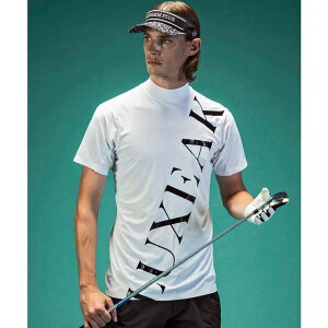 SHIFFON LUXEAKMPLUS リュクスエイケイエムプラス ゴルフ ロゴデザイン半袖モックネックTシャツ メンズ おしゃれ かっこいい ブランド ゴルフウェア スポーツウェア GOLF スポーツ