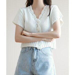 �y10��OFF�N�[�|���I5/16(�y)1:59�܂Łzby muni:r ���[�X�p���`���OV�l�b�N�����N���b�v�h�j�b�g�J�[�f�B�K�� �g�b�v�X