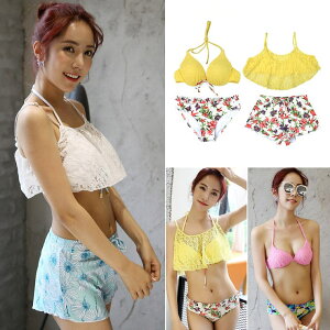 HOYUKI ★2017年7月号【セブンティーン】掲載アイテム★水着 レディース フリル水着 ビキニ 花柄 4点セット フレアビキニ/S/M/L/LL トレンド 通販 セパレートmizugi 大きいサイズあり 水着