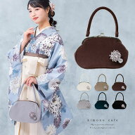 【10％OFFクーポン！6/11(木)1:59まで】kimonocafe 振袖用バッグ アゲハラベルベット 菊のつまみ細工付き…