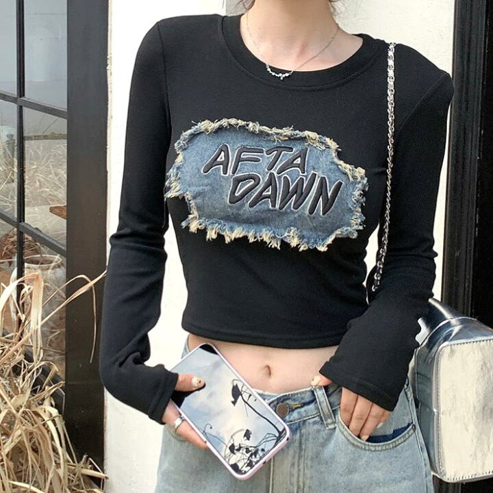 楽天市場】SHEENA デニムパッチ刺しゅうロゴロンT 秋 冬 春 秋服 冬服 