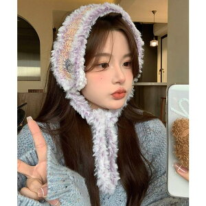 ShopNikoNiko 春新作 フェイクファー カラフルニット編み イヤーマフ ma 韓国カジュアル 韓国ガーリー アウトドア イヤマフ イヤーマフラー 耳当て ボア 冬小物 防寒対策 暖かい レディース 韓国