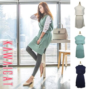 KawaiCat �yop13552�z���[�Y�ȃV���G�b�g�ŏ����炵����ۂ�^���Ă���郏���s�[�X��T�V���c��V���c�Ƃ̏d�˒����y���߂�~�f�B�A���m�[�X���[�u�j�b�g�����s�[�X(�E�G�X�g�q���Z�b�g) ��