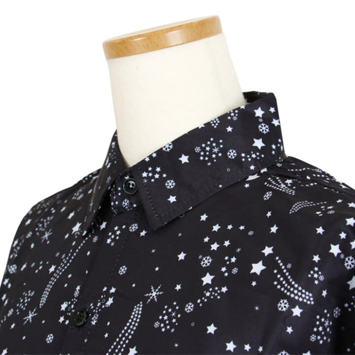 楽天市場】Decorative 柄シャツ 星柄 ブラック 黒 流れ星 オーバー 