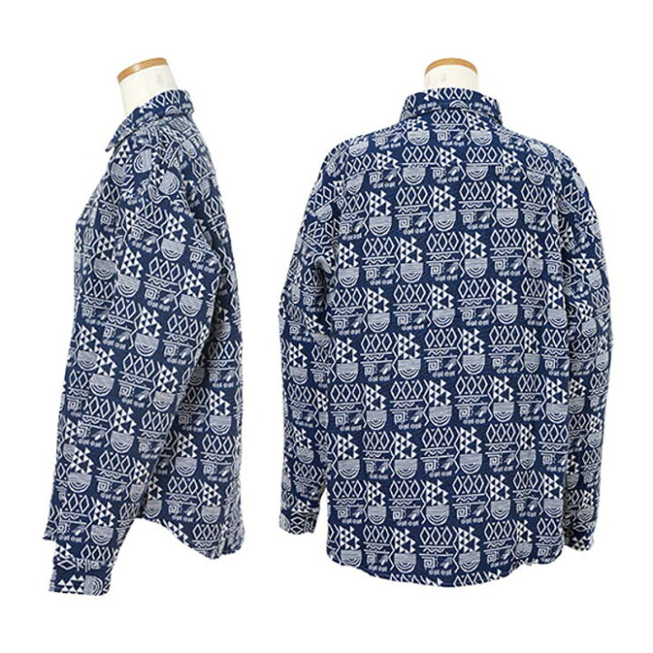 楽天市場】Decorative 柄シャツ ジャカード デニム風 象形文字