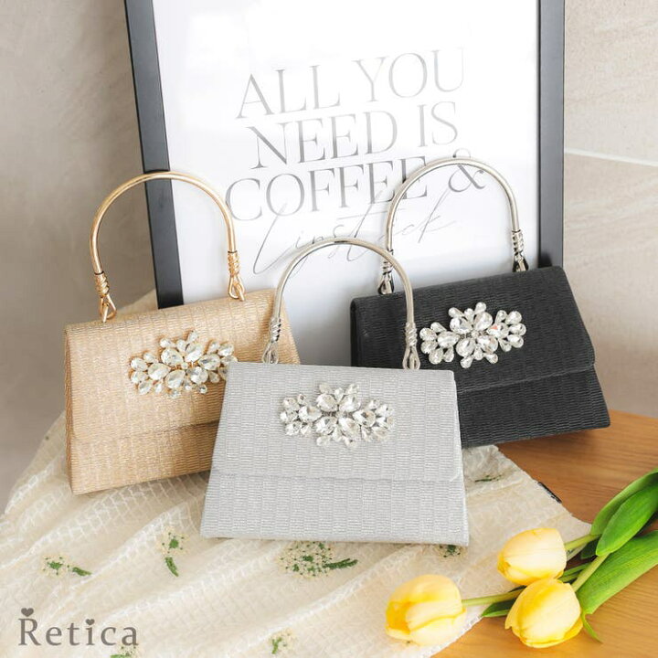 楽天市場】Retica メタルハンドルフラワーモチーフビジュ2WAY 