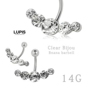 �y10��OFF�N�[�|���I1/16(��)1:59�܂ŁzLUPIS �y14G�z�N���A�r�W���[�o�i�i�o�[�x���{�f�B�s�A�X �ւ��s�A�X�@�y�T�[�W�J���X�e�����X 316L �ւ��s �J�[�u�o�[�x�� �X�e�����X �V���o�[ �X�g�[�� 