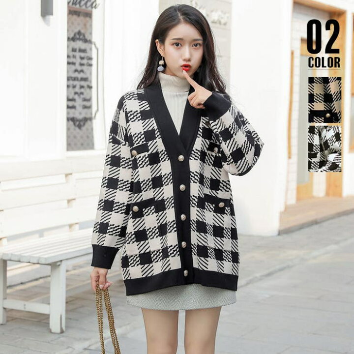 楽天市場】SUNSHINE CLOSET ニット カーディガン チェック柄 春 春服 