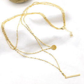 SUNSHINE CLOSET 3連 チェーンネックレス レディース チョーカーネック 首飾り ペンダント メタル スティックバー アクセサリー重ね付け風 春 春服 オフィスカジュアル 韓国ファッション 韓国 アクセサリー