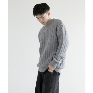 �y10��OFF�N�[�|���I6/2(��)9:59�܂Łzaimoha men aimoha men Cozy Grid Knit Sweater �j�b�g �X�E�F�b�g�yAW�z �g�b�v�X