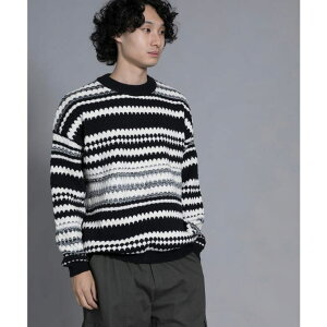 �y10��OFF�N�[�|���I6/2(��)9:59�܂Łzaimoha men aimoha men Chic Striped Knit Jumper �{�[�_�[�j�b�g�yAW�z �g�b�v�X